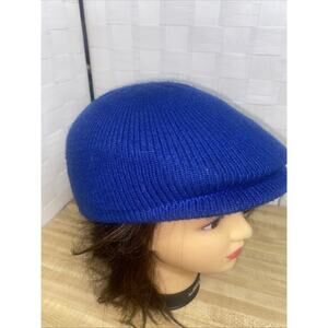 VTG 80s Kangol Style Royal Blue Formed Newsboy Cap Hat One Size Made In Taiwan